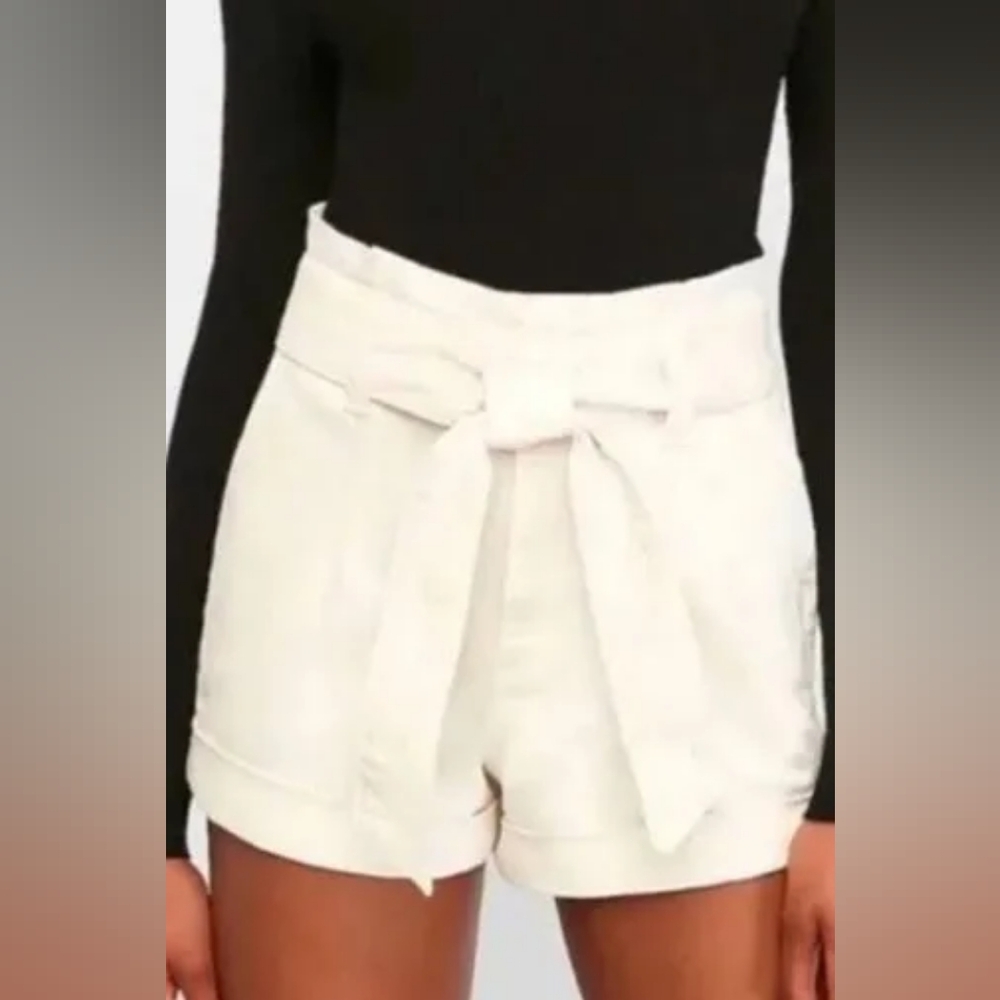 Express High Waist Cream White Shorts